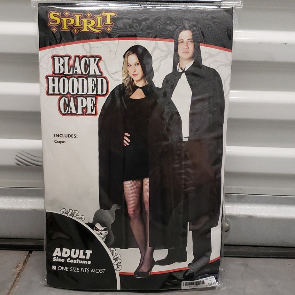 Black hooded cape